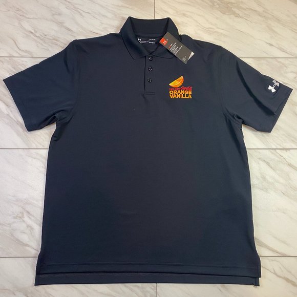 Under Armour Black Golf Polo Heat Gear Coca Cola Orange Vanilla NWT Large L - Picture 2 of 6